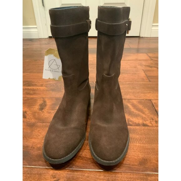 Michael Kors Brown Suede Leather Mid-Calf Boots W/ Ring Hardware, Size 8 (US) - Picture 1 of 8